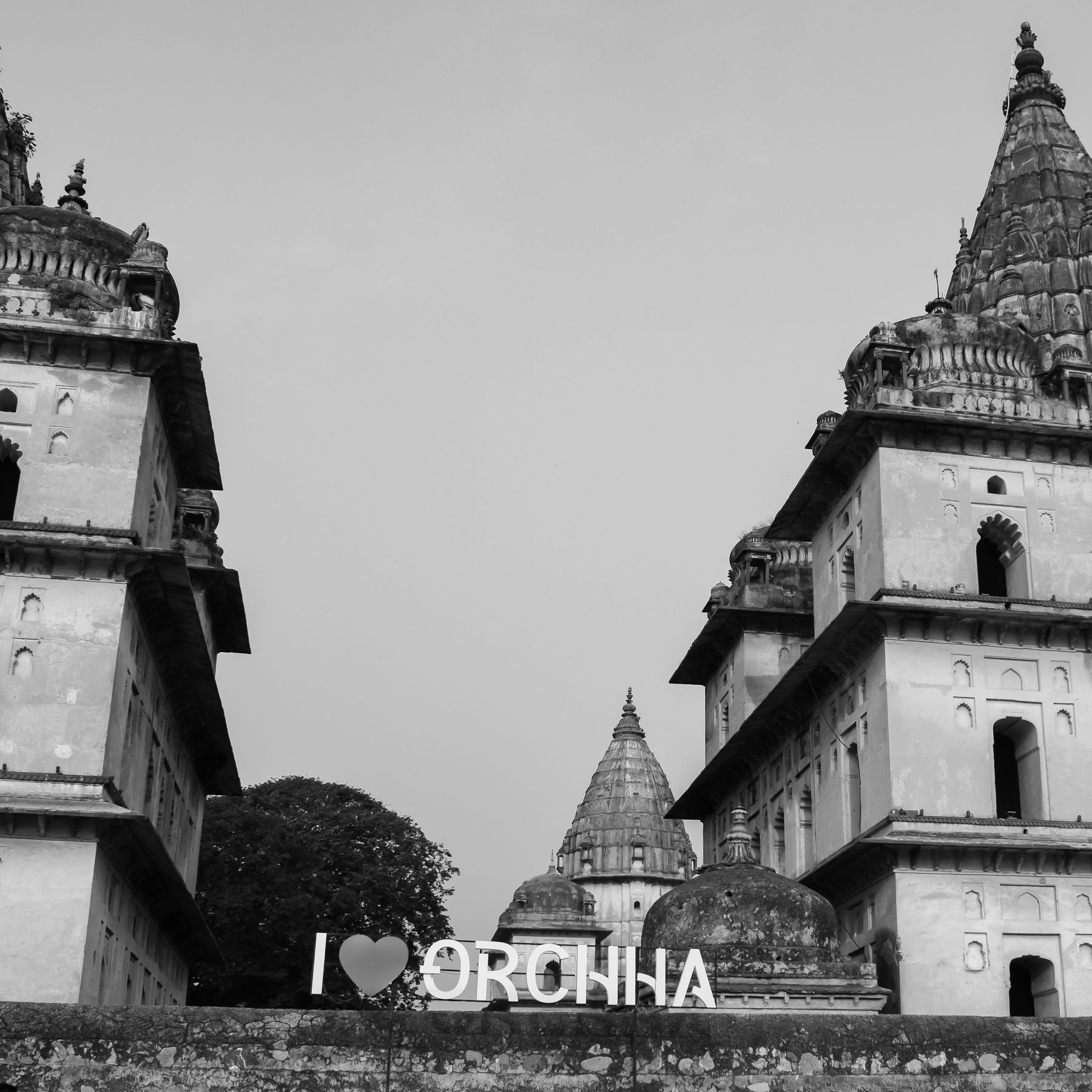 Sandstone cenotaphs beside the Betwa river at Orchha