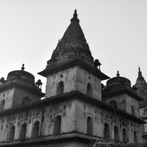 Grayscale Photo of an Abandoned Temple