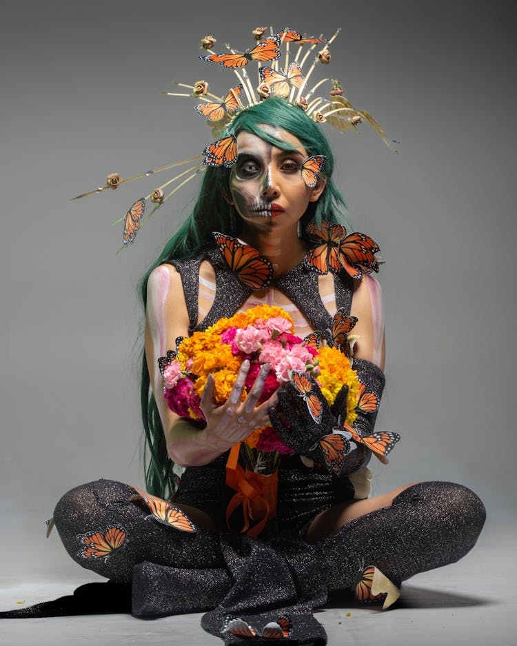 A Woman In Artistic Costume During The Day Of The Dead