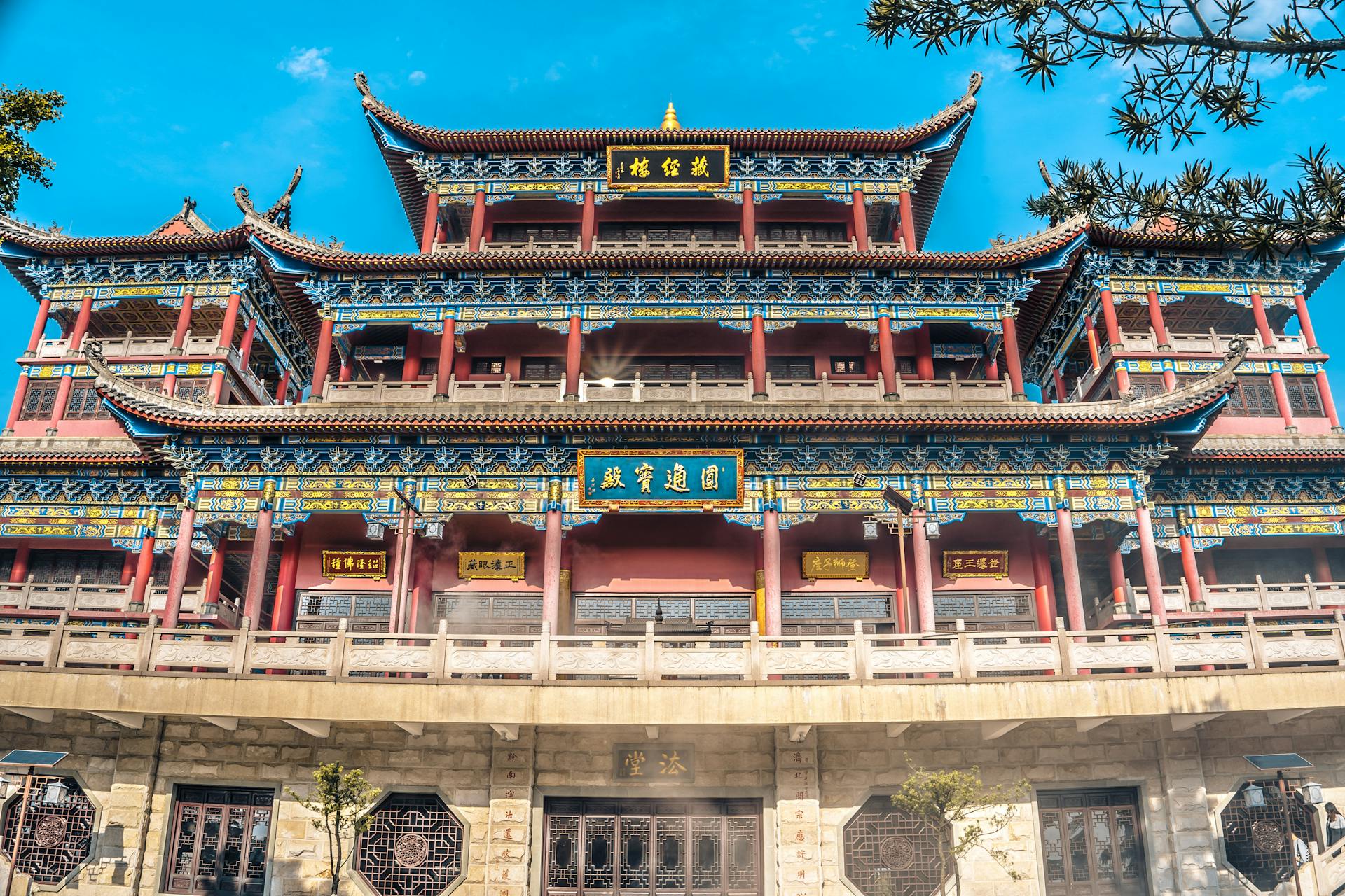 Brown and Red Temple Under Blue Sky