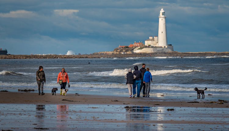 People Walking On Beach