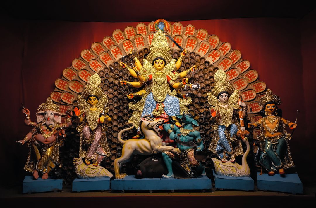 Decorated figurines of Hindu gods