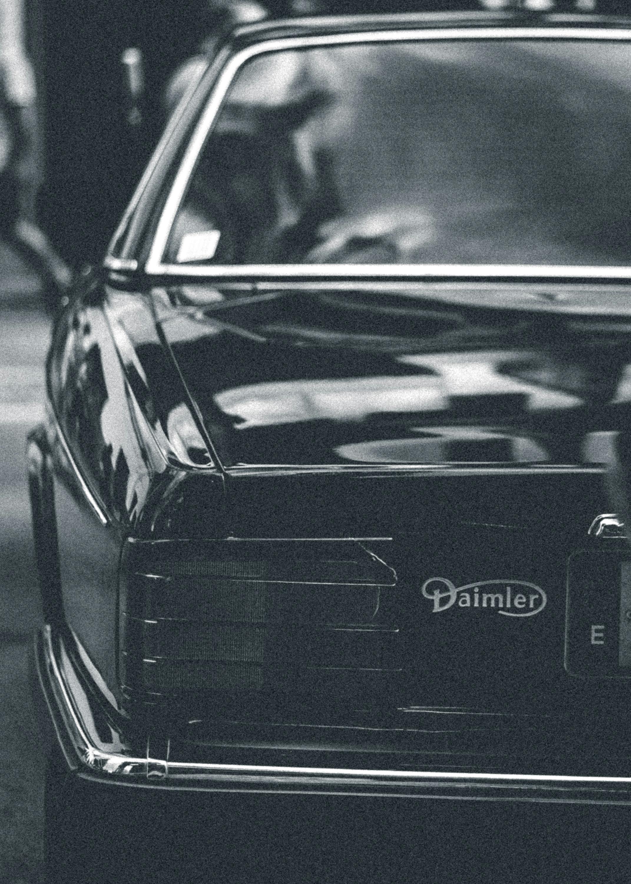 Grayscale Photo Of Daimler Car Free Stock Photo - 