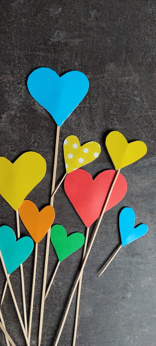 Free Colorful Heart Paper Cutouts  Stock Photo