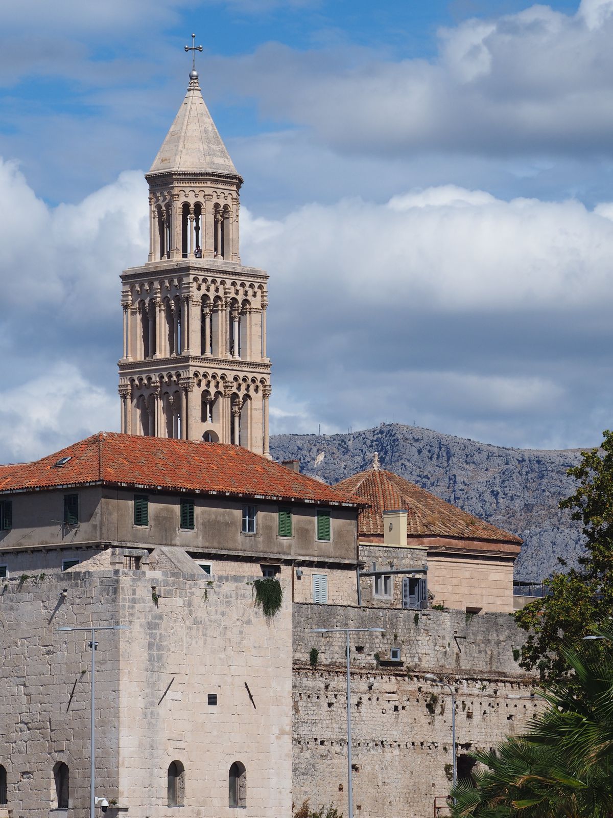 The bell tower of Split's old town over Diocletian's Palace