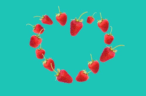 Strawberries Heart Digital Wallpaper