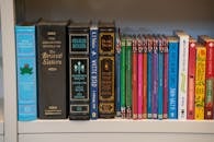 Close-Up Shot of Books on a Bookshelf