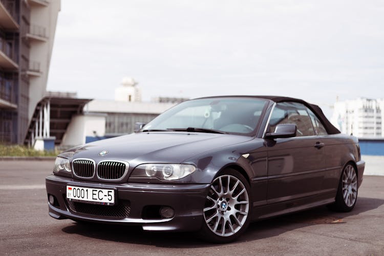 Convertible BMW Car  In A Parking Lot