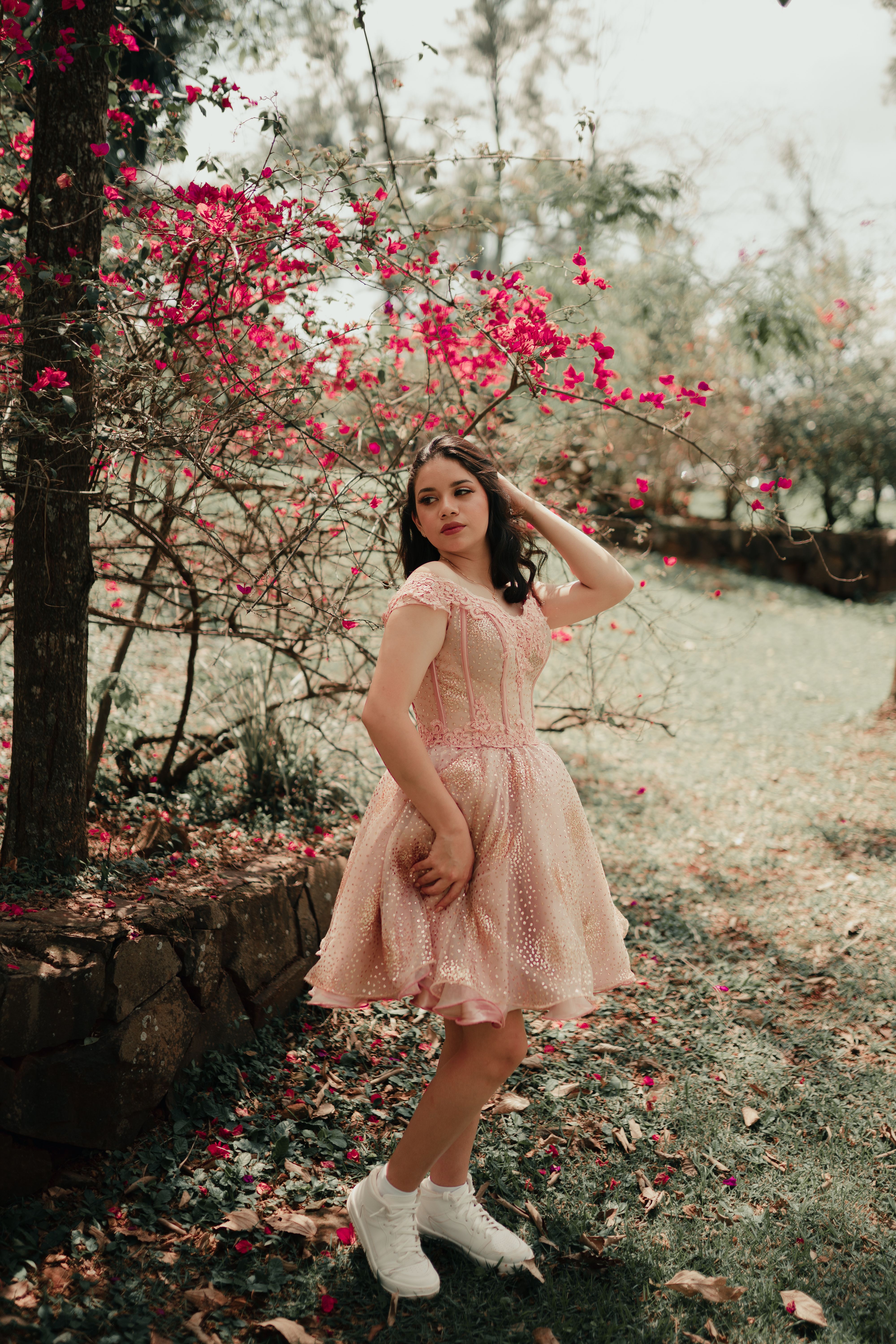 Girl in Pink Dress Standing Under a Tree · Free Stock Photo