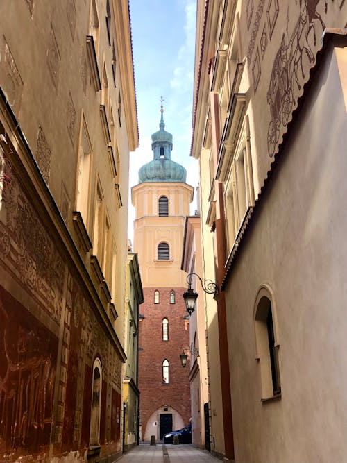 St Martins Church Seen from Narrow Street in Warsaw, Poland