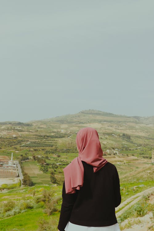Back View of a Woman in Pink Hijab