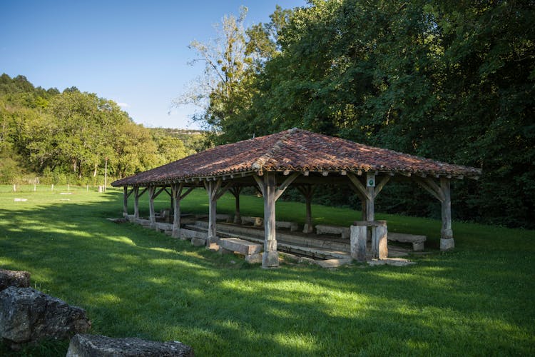 Gazebo On Green Grass Field