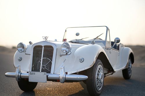 A White Vintage Car