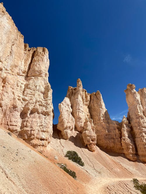 Sunlit Rock Formations in Bryce Canyon National Park in USA