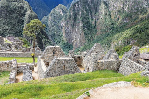 Stone Houses in Machu Picchu in Peru