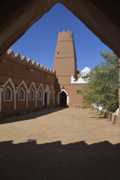 Free A stunning view of traditional architecture and tower in Ushaiqer Heritage Village, Saudi Arabia. Stock Photo