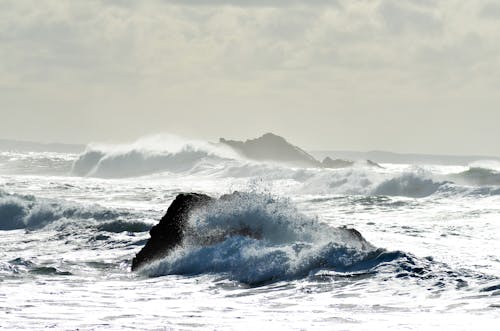 Big Waves Crashing on Rocks