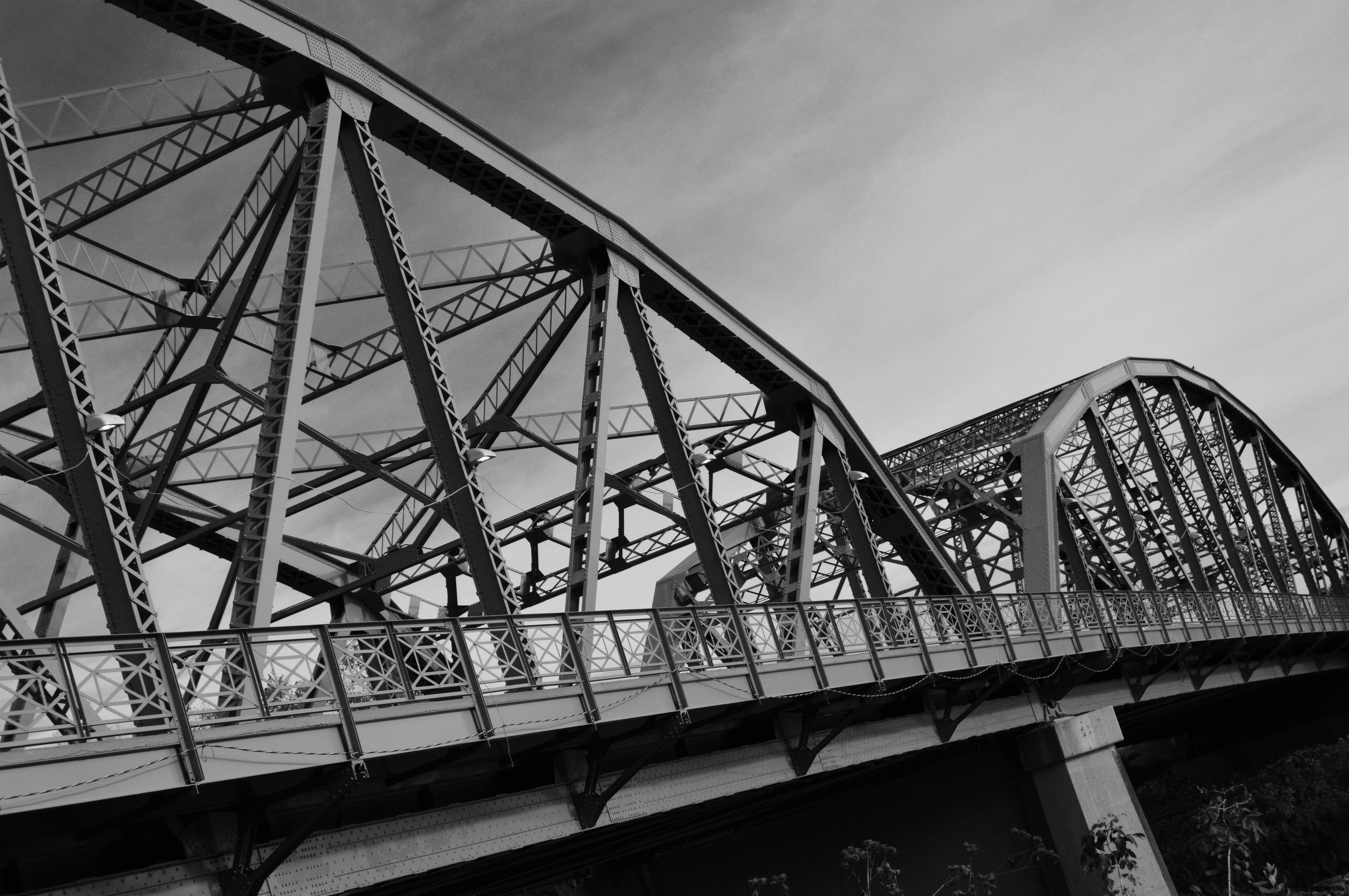Free stock photo of architectural design, black and white, bridge
