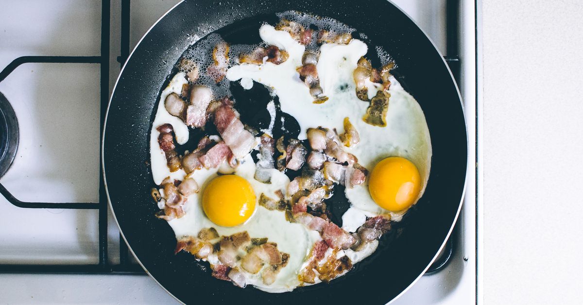 cottage cheese scrambled eggs sizzling in a nonstick pan
