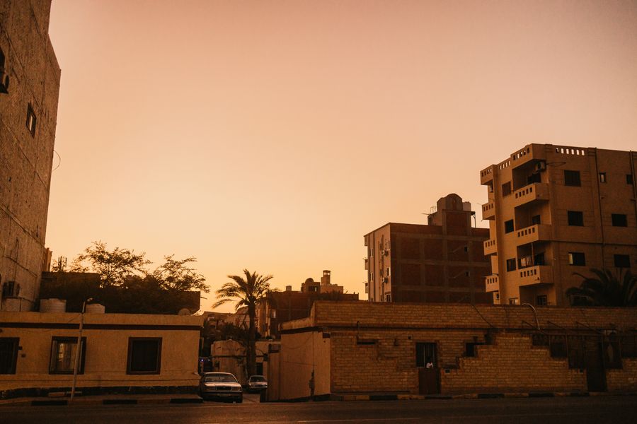 Quiet residential street in Al-Awameyah on the northern edge of Luxor