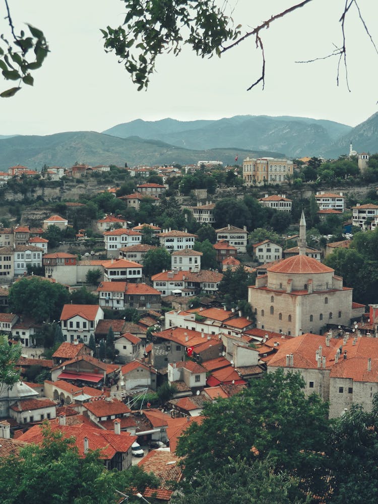 An Aerial Photography Of Ibrahim Pasha Mosque Surrounded With City Buildings