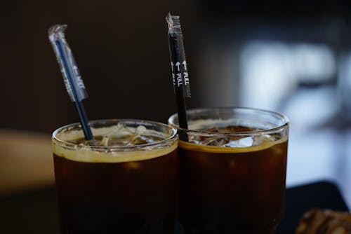 Black Straws in Glasses of Refreshment