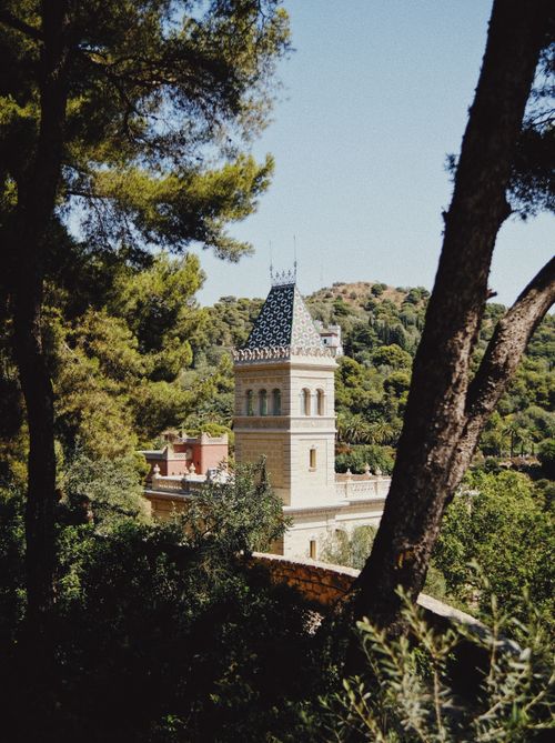 Free Captivating view of Torre Bellesguard surrounded by lush greenery in Barcelona, Spain. Stock Photo