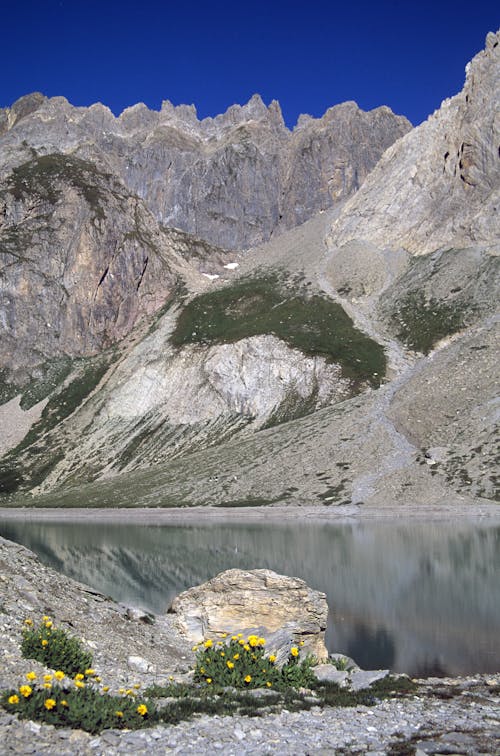 Lake in Sunlit Mountains