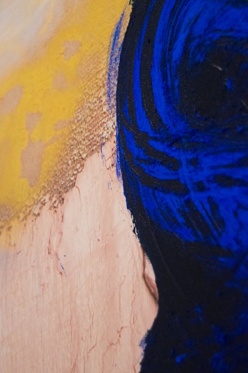 Details of pink, yellow and blue