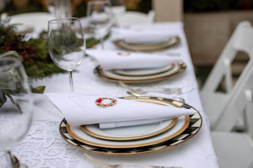 Free An Elegant Table Setting in Close-up Photography Stock Photo