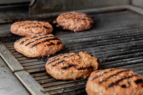 Close-up of Burgers in the Griller