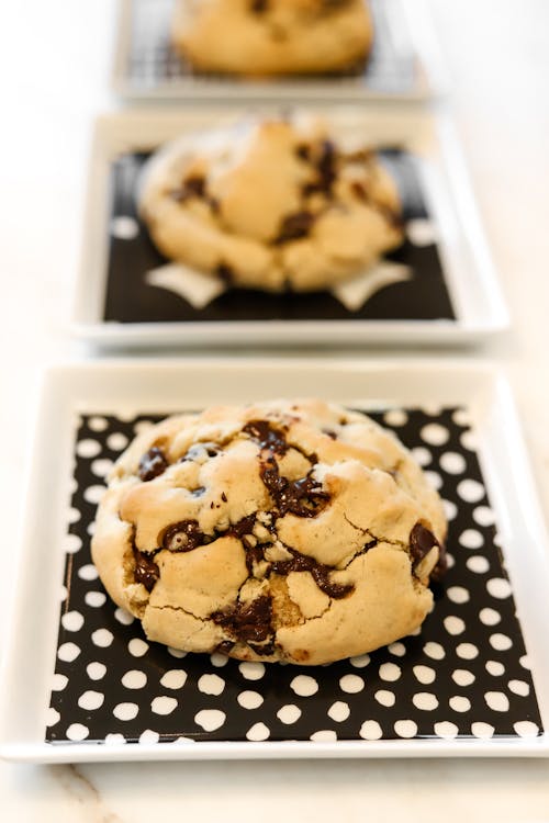 Chocolate Chip Cookies on Plates