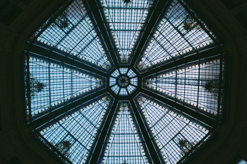 Free Stunning view of a glass dome in Zagreb. Captured from below, showcasing intricate details. Stock Photo