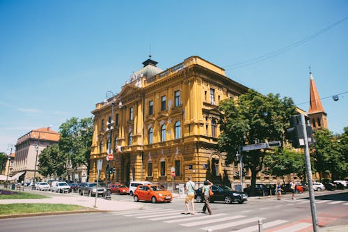 Free Facade of Croatian Museum of School in Zagreb Stock Photo