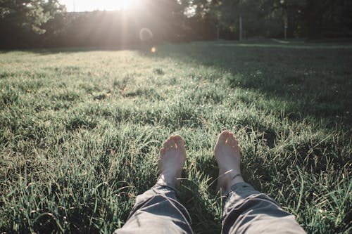 Photo of Person Sitting on Grass Field