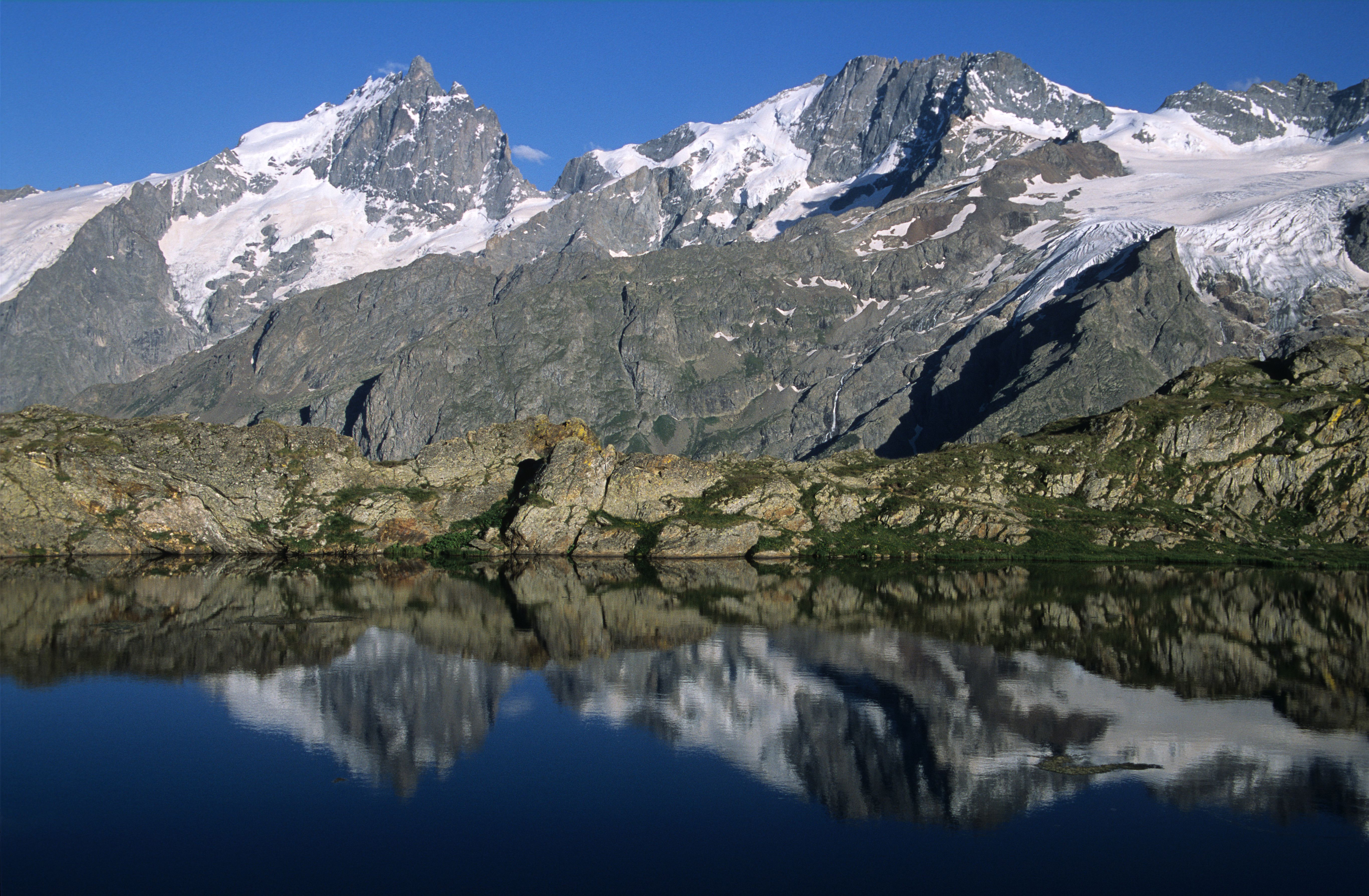 Photo of a Lake and Mountain with Snow · Free Stock Photo