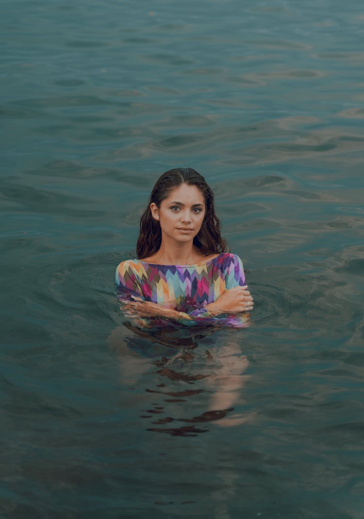 Model Posing In Sea