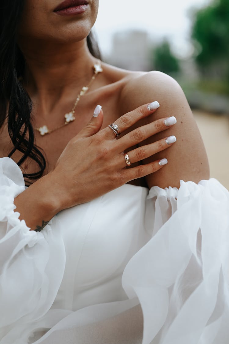 Close-up Of The Rings Of A Bride