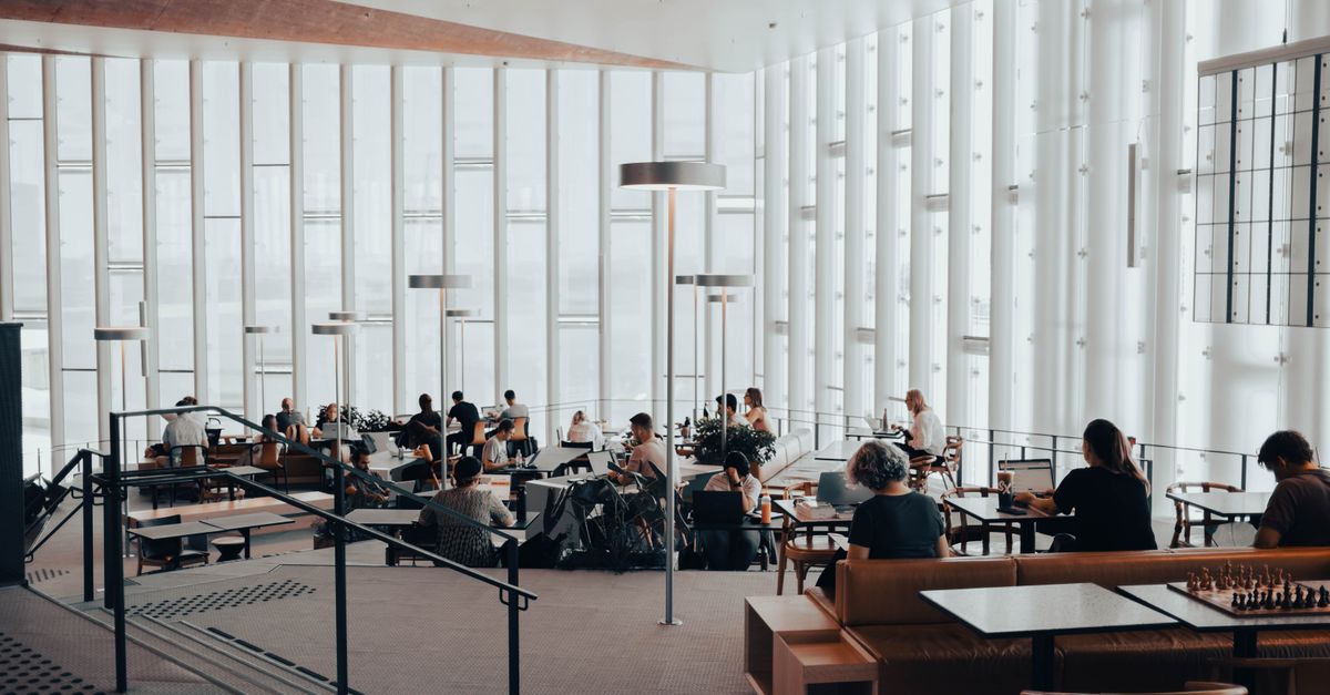 Inside Public Building People inside Oslo Public Library · Free Stock Photo