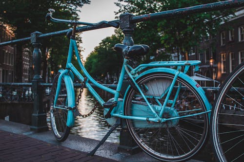 Free Blue Cruiser Bicycle Near River Stock Photo