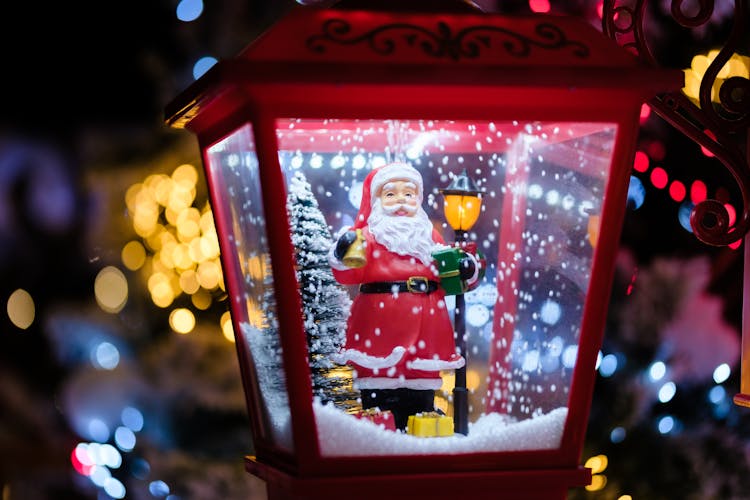 Christmas Decoration Of Santa Clause In A Lantern 