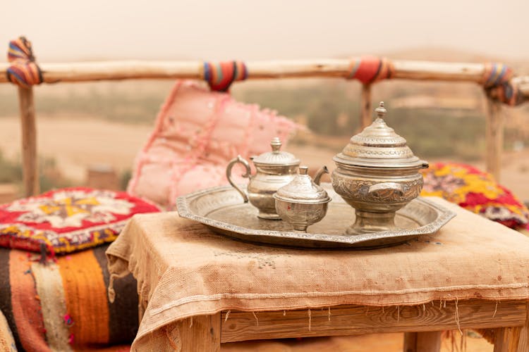 Antique Silver Set On A Table 