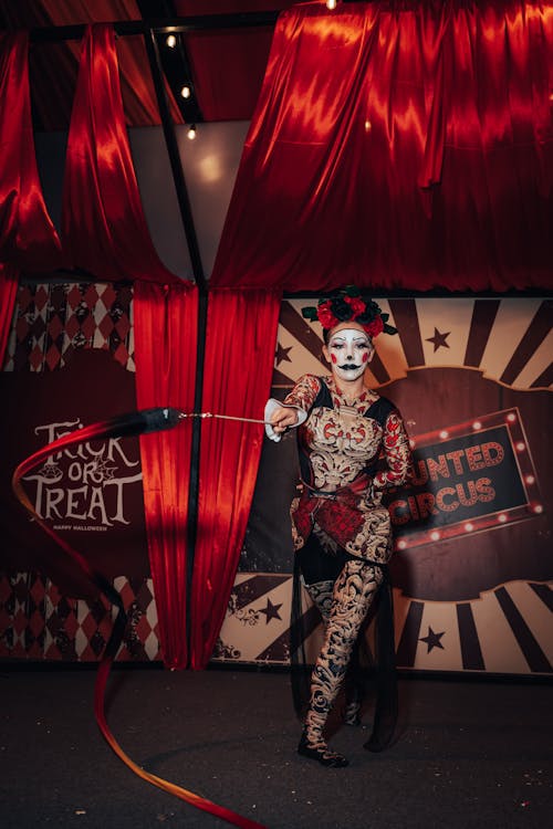 Free Woman during Performance for Halloween Stock Photo