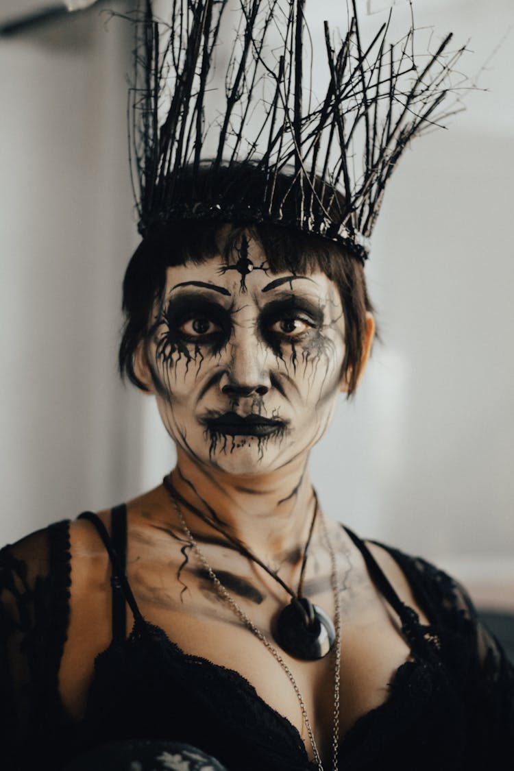 Woman In Spooky Halloween Makeup