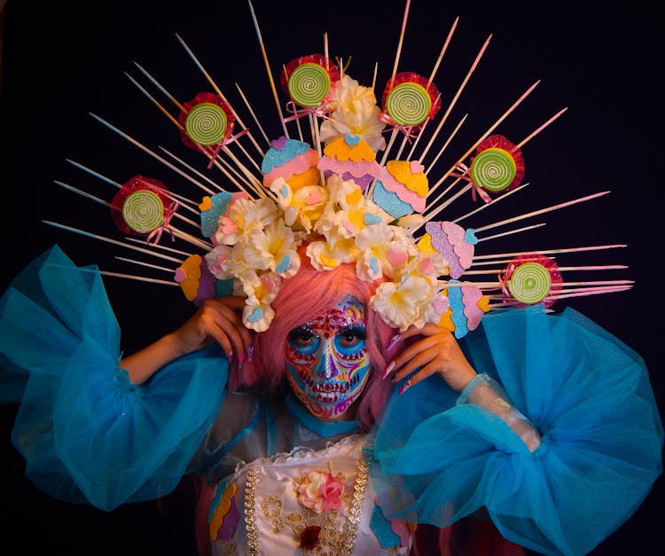 A Person In Halloween Costume Celebrating The Day Of The Dead