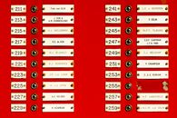 Close-up of a red doorbell panel with multiple nameplates and buttons in a building.