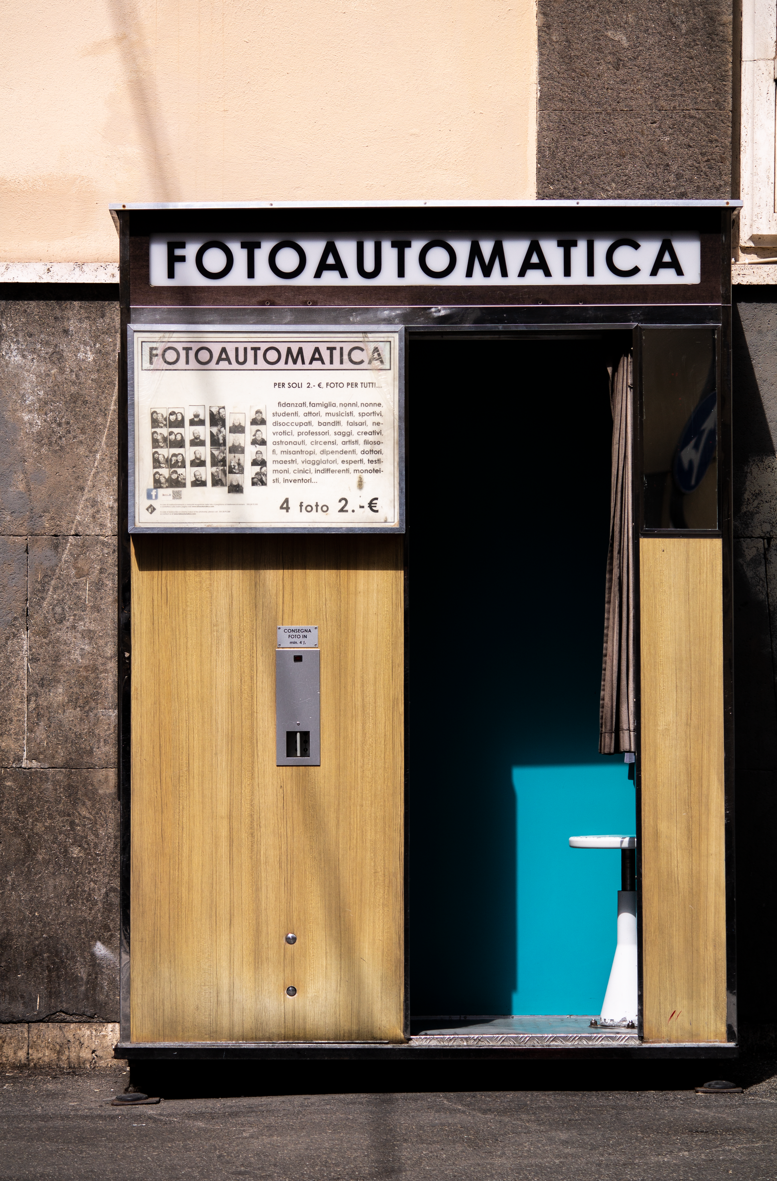 Real photo booth with curtain open