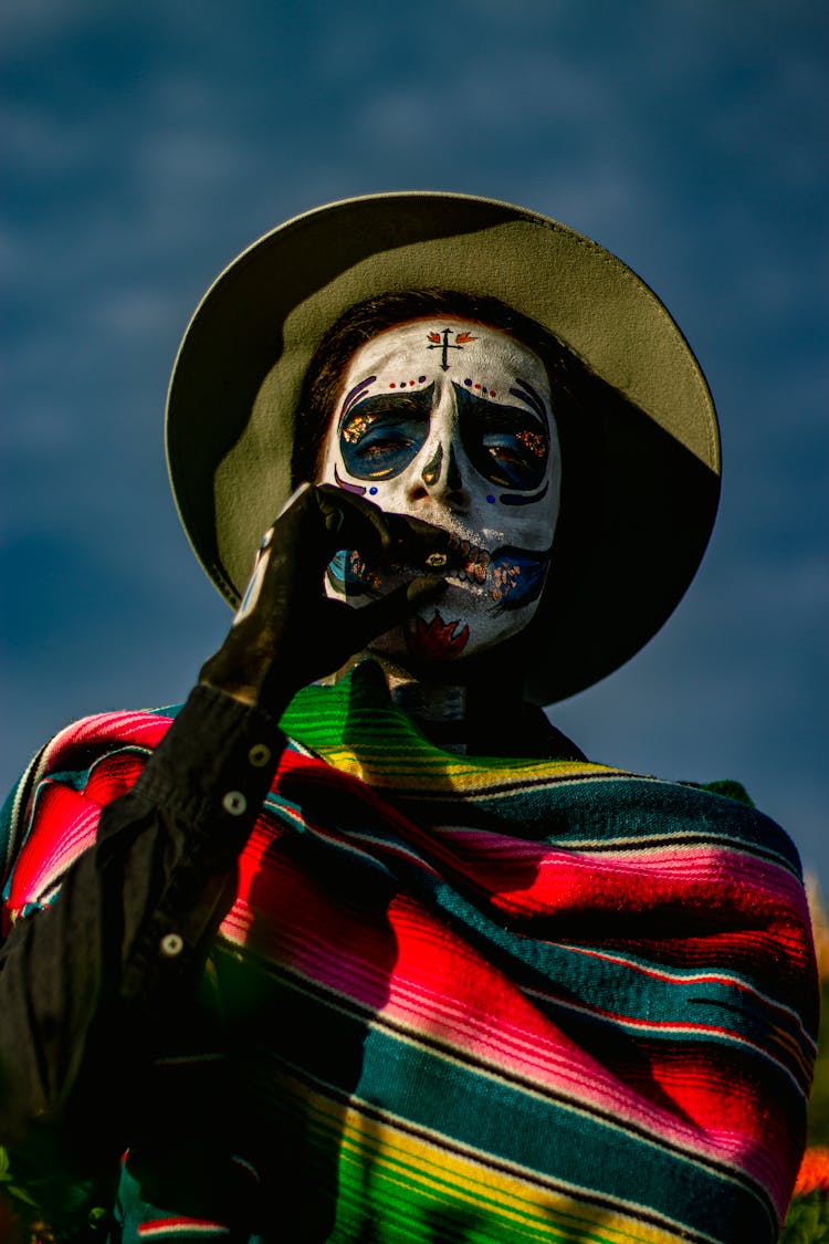 Person In Costume For Dia De Muertos