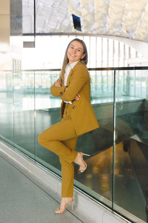 A Woman Wearing a Yellow Suit