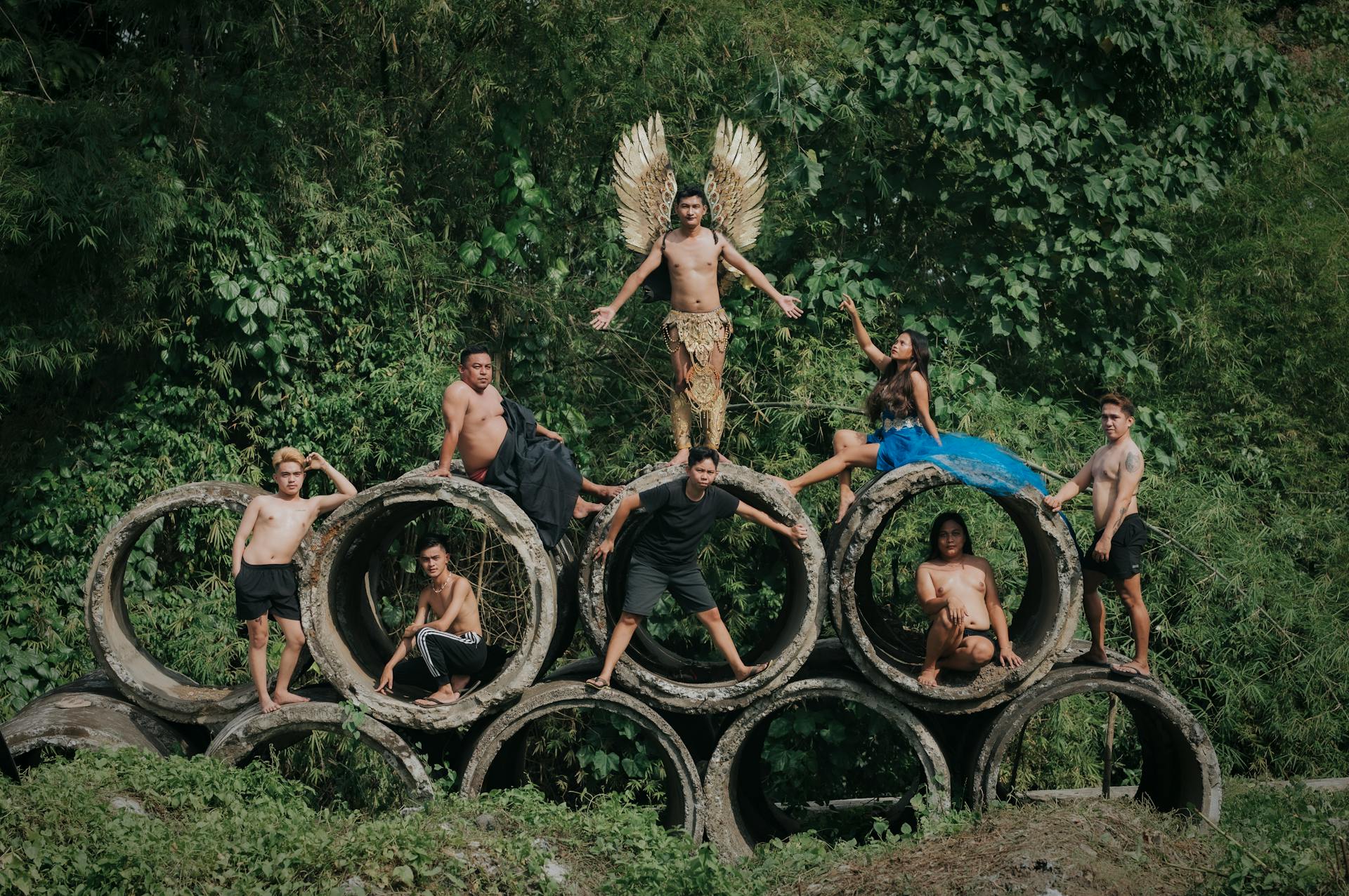 People Sitting on Brown Wooden Wheel Chair